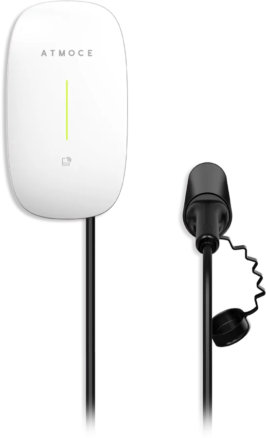 Borne de recharge Atmoce blanche avec son câble Type 2
